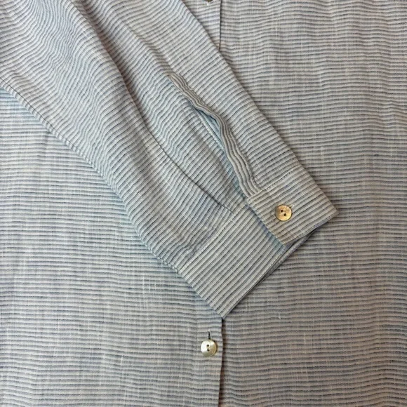 J Jill Love Linen Blue and White 100% Linen Side Tie Tunic Top  Sz. XL - Picture 8 of 11